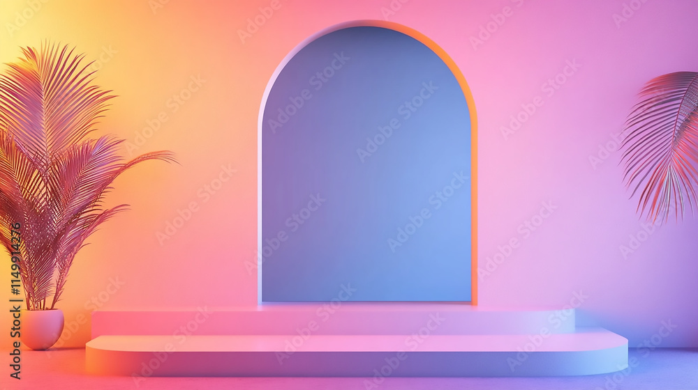 Poster blank product three podium. minimal scene mockup 3d display podium, 3d rendering of an abstract whit
