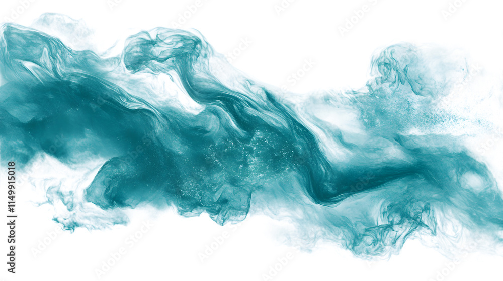 Poster abstract turquoise design with soft, flowing textures and organic patterns, creating a soothing mode
