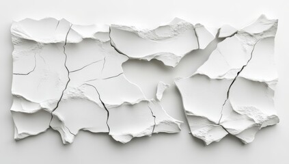 Obraz premium Abstract white cracked texture, broken pieces, fragmented surface.