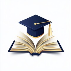 Minimalist branding logo for educational platform with book and cap graphic