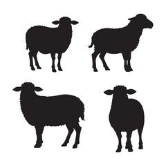 set of sheep silhouettes