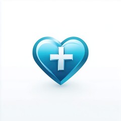 Obraz premium Stylish logo for healthcare company with cross and heart design in blue