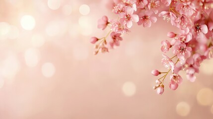 Fototapeta premium A soft pink and gold wedding backdrop with floral cascades.