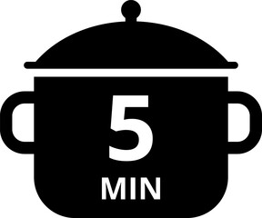 Obraz premium Cooking time and pot icon set. Cook for 1, 2, 5, 10, 15, 20, 25, 30, 40, 45, 50, 60 minutes vector icon.