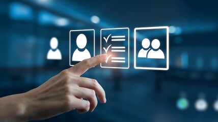 Headhunters Recruiting Employees: Virtual Resume Screening Process, HR Management Concept