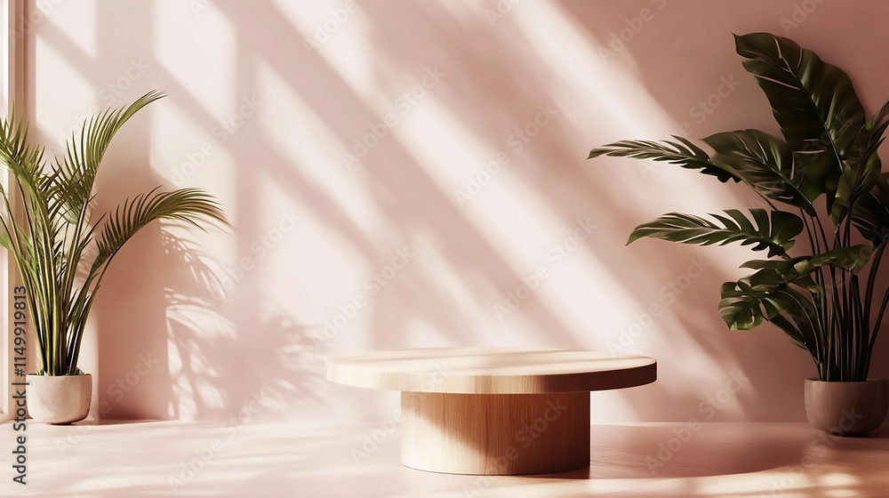 Poster empty platform template mockup 3d rendering of an abstract white shape podium ideal for displaying b