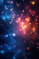 Vibrant Abstract Bokeh Background with Multicolored Light Patterns on a Dark Background Creating a Dreamlike and Enigmatic Atmosphere of Cosmic Beauty and Elegance