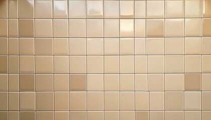 ベージュタイルが整然と並んだシンプルなデザイン、滑らかな質感と穏やかな色合い
