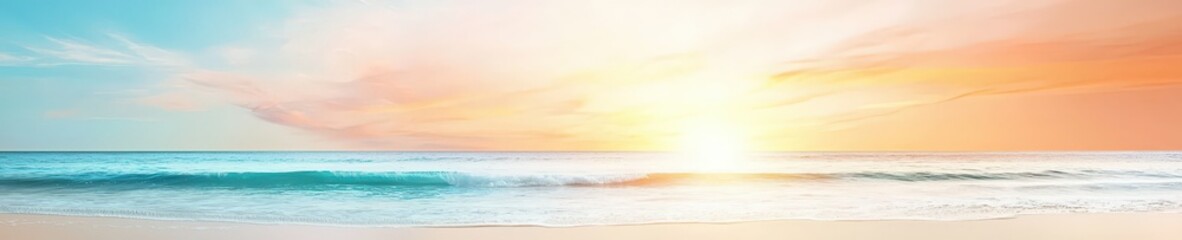 Naklejka premium A sunrise over the ocean wedding backdrop with soft golden hues.