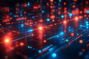 Obraz premium Abstract Digital Network Data Flow Visualization