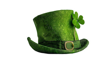 Shamrock Hat For St Patrick's Day, Representing Irish Culture, Saint Patrick Hat, Isolated White Background, Generative Ai