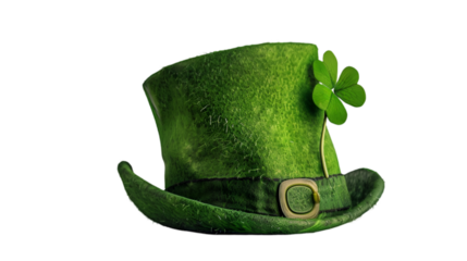 Shamrock Hat For St Patrick's Day, Representing Irish Culture, Saint Patrick Hat, Isolated White Background, Generative Ai