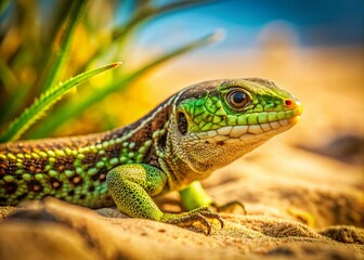 Fototapeta premium Vintage Croatia Sand Lizard Djurdjevac Sands Reptile Wildlife Photography