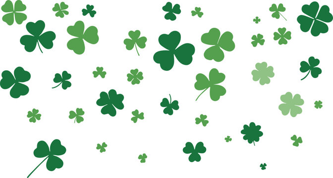 Continuous Clover Leaf Design Green Shamrock Border on Transparent Canvas