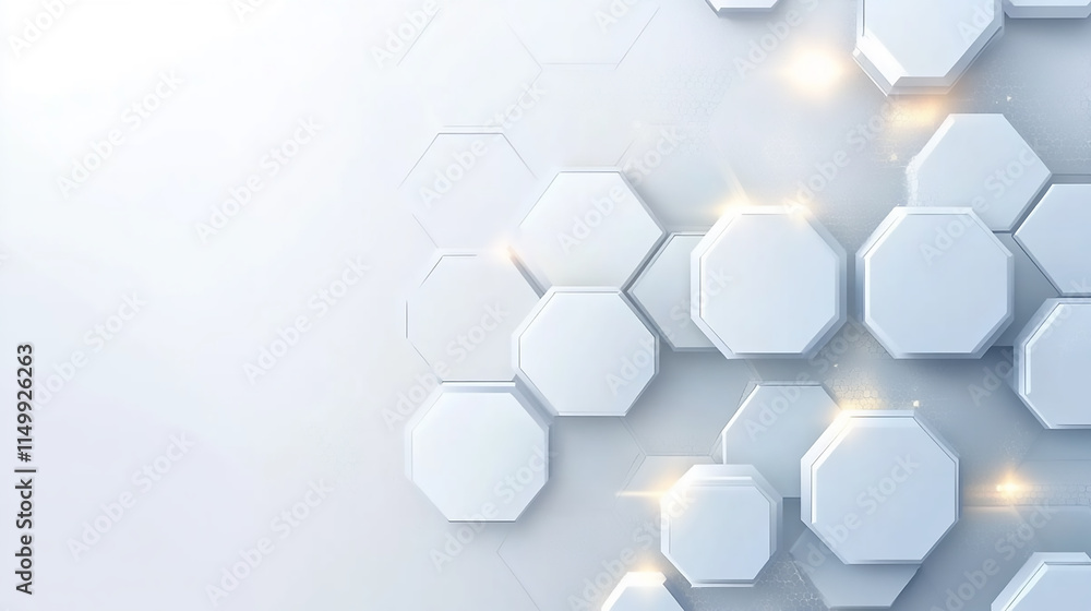 Poster background with white and black lines 3d hexagonal structure futuristic white background the abstrac