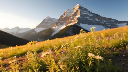 Wildflowers in Mountain Meadow at Sunrise