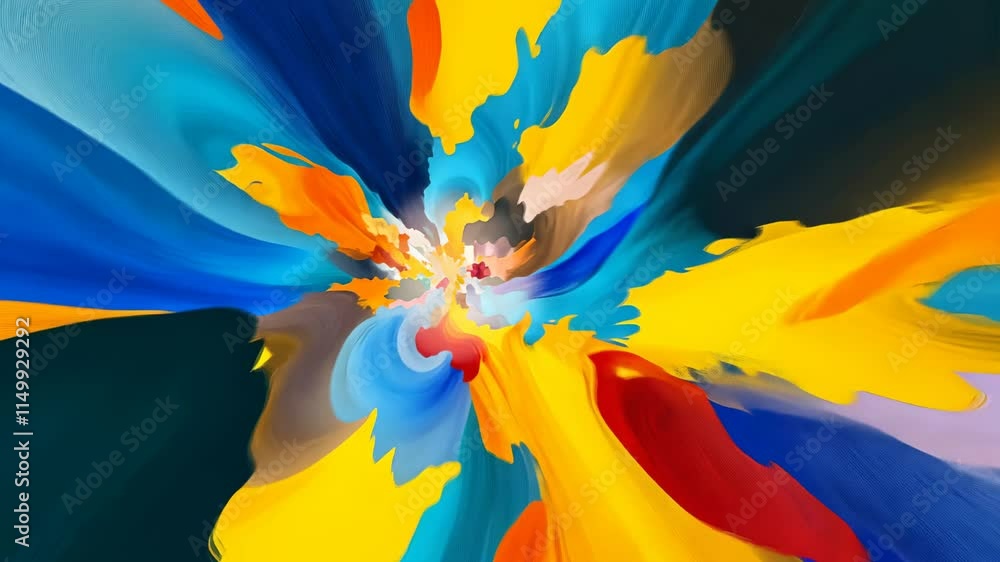 Poster vibrant abstract art explosion showcasing colorful swirls and patterns in a dynamic, creative enviro