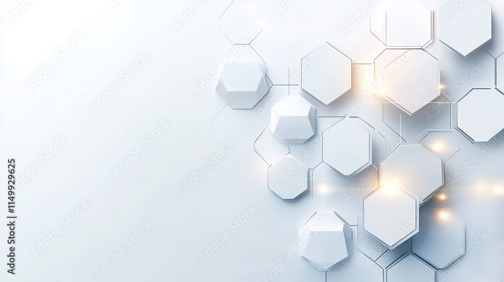 Poster hexagon concept design abstract technology background vector minimalist and modern white background 