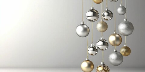 Festive Christmas tree with colorful ornaments hanging from ceiling branches.