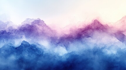 Fototapeta premium Dreamlike, colorful landscape with misty mountains and soft pastel hues.