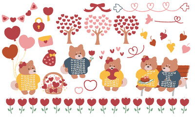 かわいい柴犬のバレンタインイラストセット2