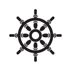 ship steering wheel flat icon vector