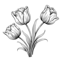 PNG Illustration of Tulip drawing sketch white.