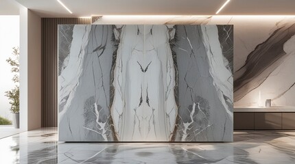 ceramic stone slab with defined measurements, showcasing a glossy polished surface, marble-like texture, high-definition details, elegant design for luxury interiors.generative ai