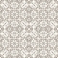 Regular Christmas snowflake texture on geometric rhombus background. Elegant seamless vector pattern for wrapping paper, textile and paper prints, greeting cards and gift boxes.
