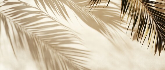 Obraz premium Palm leaf shadows on beige background. (3)