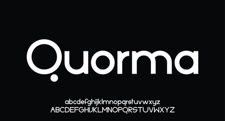 modern geometric sans serif futuristic font alphabet vector set
