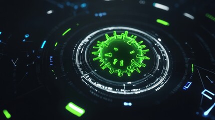 Green Virus HUD Sci-Fi Background - Cyberpunk