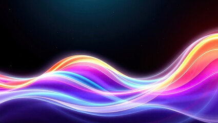 Obraz premium Neon Light Waves. Vibrant Digital Energy. Ideal For A Desktop Wallpaper Or Background.