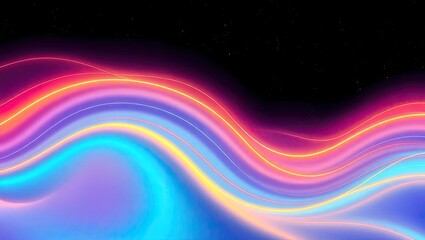 Neon Light Waves. Vibrant Digital Energy. Ideal For A Desktop Wallpaper Or Background.