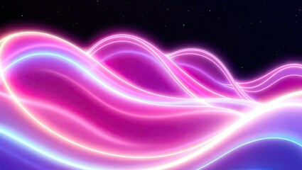 Obraz premium Neon Light Waves. Vibrant Digital Energy. Ideal For A Desktop Wallpaper Or Background.