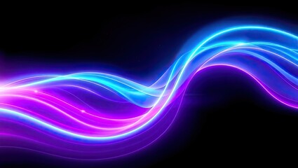Neon Light Waves. Vibrant Digital Energy. Ideal For A Desktop Wallpaper Or Background.
