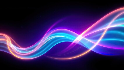 Obraz premium Neon Light Waves. Vibrant Digital Energy. Ideal For A Desktop Wallpaper Or Background.