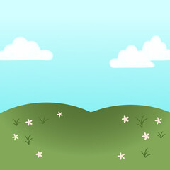 Naklejka premium Background landscape with sky and grass