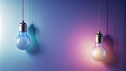 Two Illuminated Hanging Light Bulbs Against a Gradient Wall