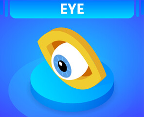 Eye isometric icon. Vector illustration. 3d concept