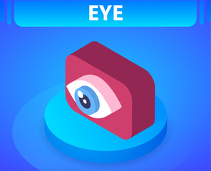 Eye isometric icon. Vector illustration. 3d concept