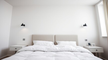 Minimalist Modern Bedroom Interior Design Featuring White Bedding