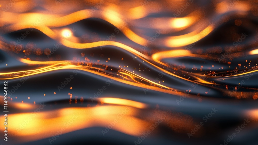 Aufkleber abstract background with a shimmering surface reflecting out of focus glowing lights.