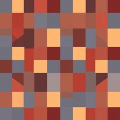 Abstract Geometric Pattern: A captivating digital artwork featuring a seamless, abstract geometric pattern in warm, earthy tones. The composition is created using squares of varying sizes.