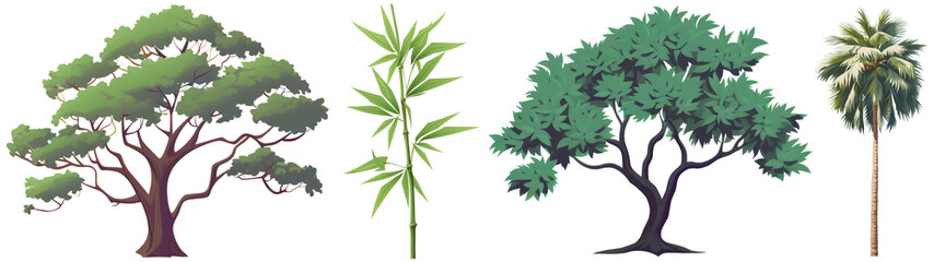 Obraz premium tree png cut out element set, transparent background