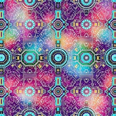 Obraz premium Cosmic Circuitry: Abstract Geometric Pattern with a Psychedelic Twist 