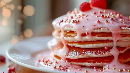 Red pancakes with tiny sparkles and a luscious icing