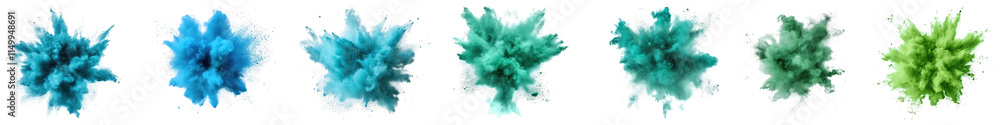 Poster png colorful explosion, element set on transparent background