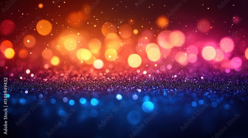 Poster festive bokeh lights and glitter. abstract background with vibrant colors and sparkle.