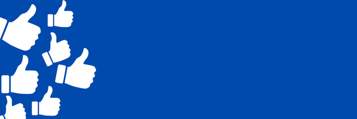 Social networks blue horizontal background with like icons